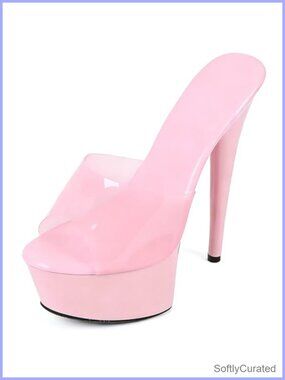 Womens Clear PVC Peep Toe Stiletto Platform Heels Slip On Party Prom Sandals